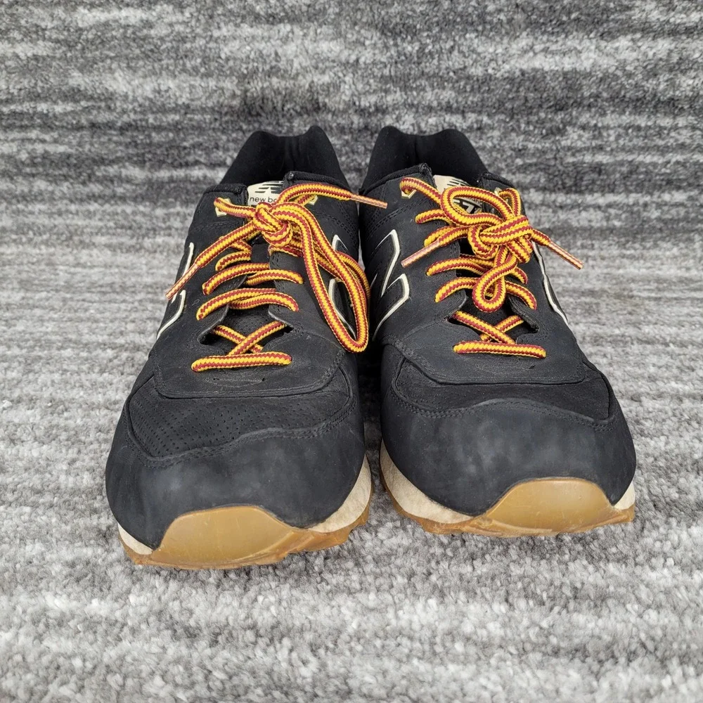 New Balance‎ 574 Mens Black Nubuck Leather Sneakers ML574HRD Size 12 Gum Sole